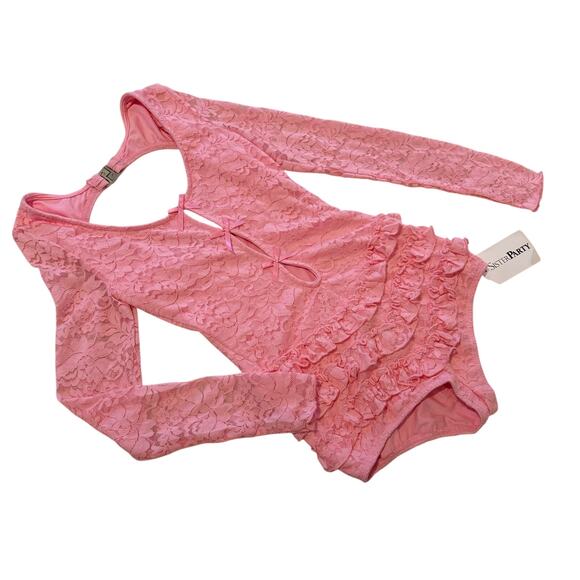 nwt Sister Party Pink Lace Ruffle Bodysuit Coquette Kawaii size XS XXS - Picture 3 of 10